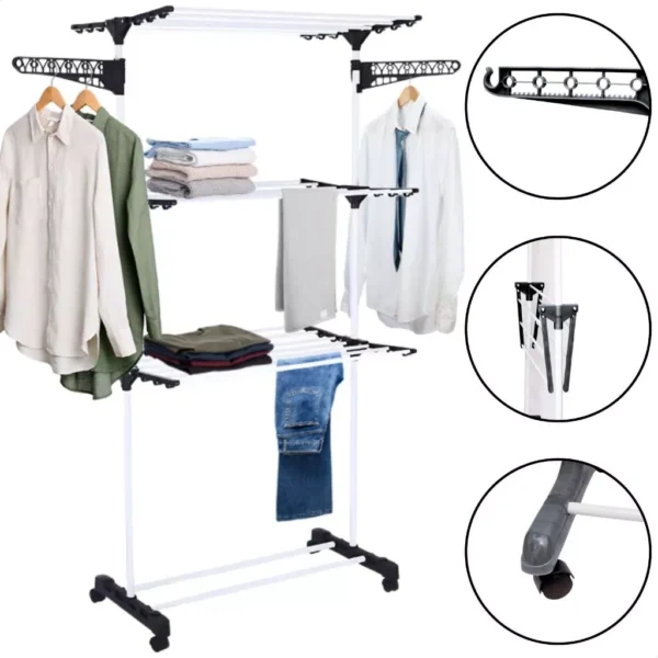 Varal De Chão Roupa Calcinha Grade 3 Andares Dobrável Portátil