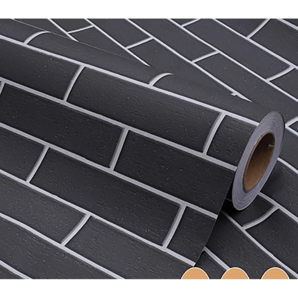 Adesivo Papel De Parede Para Quarto Sala Tijolo Preto Texturizado Lavável