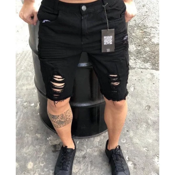 Bermudas Masculinas Jeans Destroyed Estilo Moda Homem